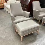Global Views Leather Jackie Chair with Ottoman