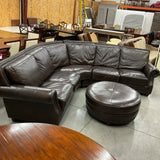 Leather Sectional with Ottoman