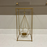 Square Pentagon Gold Lantern Candle Holder (R)