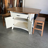 Amish Made Island with 2 Wooden Bar Stools