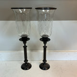 Pair of Pillar Glass Candle Holders