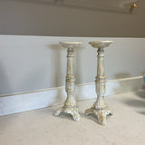 Pair of White Metal Candle Pillars