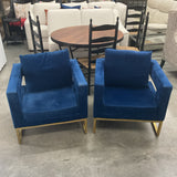 Pair of Blue Velvet Chairs