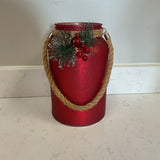 Mercury Glass Red Lantern