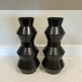 Pair of Black Totem Vases