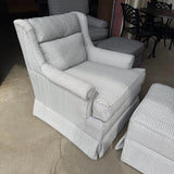 Newly Upholstered Park Place Swivel Rocker with Ottoman