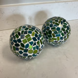 Pair of  Green Mosaic Balls