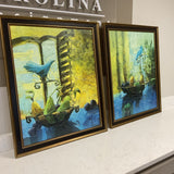 Pair of Blue Bird Song Art by Kristy Goggio