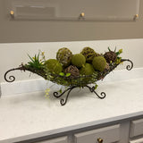 Iron Centerpiece Filled With Moss Balls