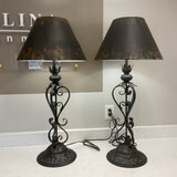 Pair of Metal Shade Lamps