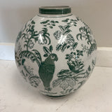 Green and White Bird Vase