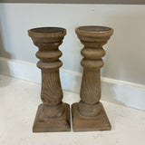 Pair of Wooden Candleholders