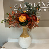 White Floor Vase with Fall Flowers
