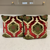 Pair of Custom Green and Red Pillows