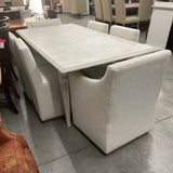 6 Bernhardt Casey Chairs & Dining Table with 1 Leaf