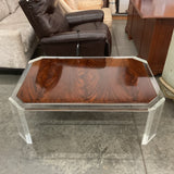Century Walnut and Lucite Cocktail Table (Firm)