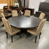 Bassett Bench Made 72" Tavern Round Table with 6 Pottery Barn Chairs