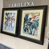 Pair of Blooming Blue Floral Prints