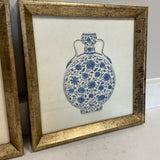 Pair of Blue and White Art
