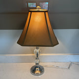 Crystal Cut Silver Lamp with Round Base