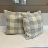 Pair of Blue & Cream Checkered Pillows