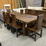 Rustic Reclaimed Wood Table with 8 Chairs