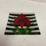 Striped Glass Floral Plate
