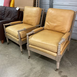 Pair of Leather Spindle Chairs