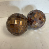 Pair of Brown Mosaic Balls