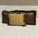 Set of 3 Leather Fur PIllows