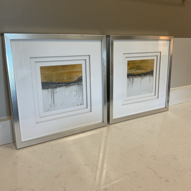 Pair of Silver Framed Abstract Art (as-is) – Carolina Consignment LLC