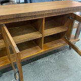 Rustic Media Console with Wheels