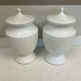 Pair of Large White Ginger Jars w/Lids