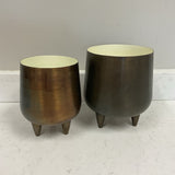 Pair of Aged Pots with Feet (R)