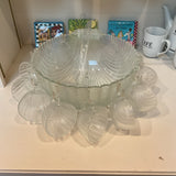 Glass Punch Bowl with 12 Cups