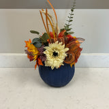 Blue Pumpkin Fall Arrangement