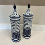 Bombay Blue and White Ceramic Jars with Lids