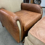 Henredon Leather Chair with Ottoman As Is