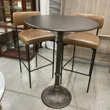 Coaster Pub Table with 2 Pottery Barn Leather Stools
