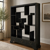 Black  Display Etagere with Drawers