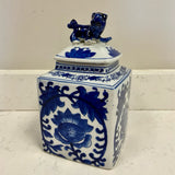 Blue and White Jar with Lion Lid