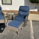 8 Piece NEW Wicker Swivel Glider Outdoor  Set w/ Blue Cushions