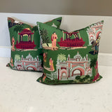 Pair of Green Oriental Pillows