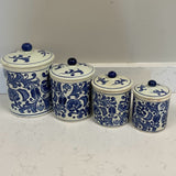 Set of 4 Blue and White Canisters