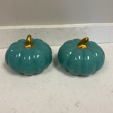 Pair of Teal & Gold Pumpkins