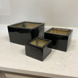 Set of 3 Black Cube Garden Planters (R)