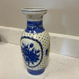 Painted Blue & White Floral Vase
