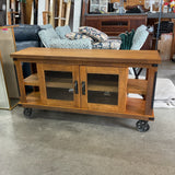 Rustic Media Console with Wheels
