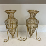 Pair of Gold Metal Vases
