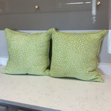 Pair of Custom Green and White Pillows